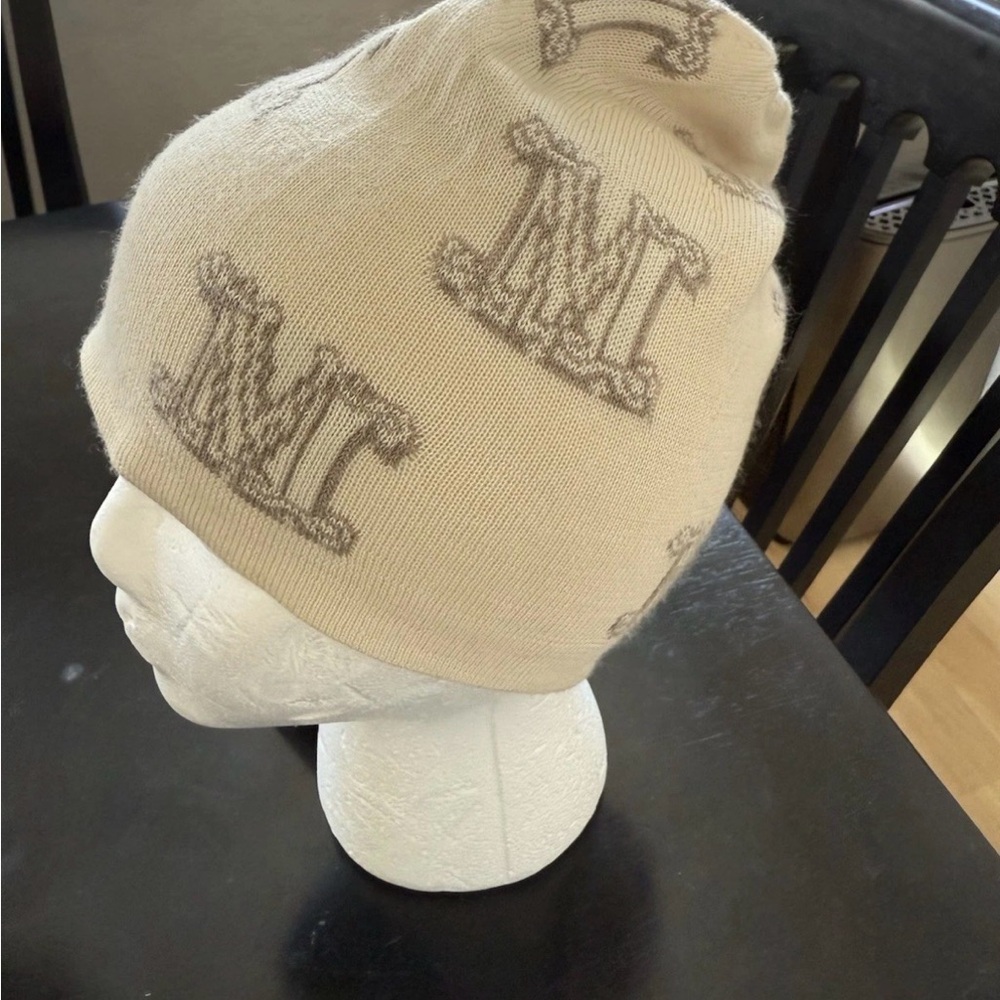MaxMara Cream and Brown Knit Hat Beanie Cashmere